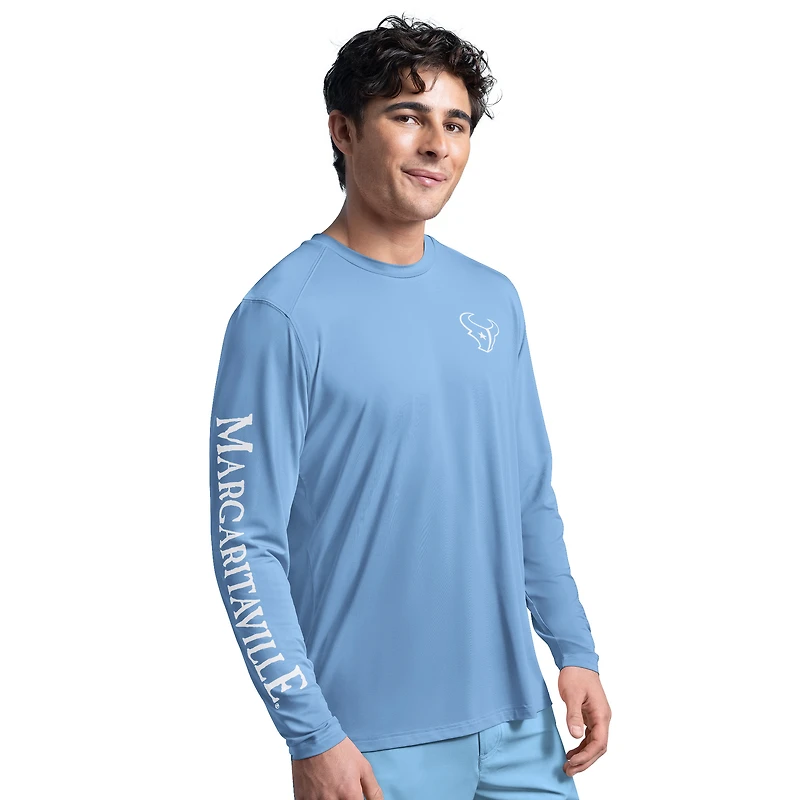 Haut rashguard à manches longues G-III Sports by Carl Banks bleu clair pour homme des Houston Texans Margaritaville Rock Harbor