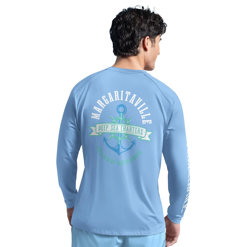 Haut rashguard à manches longues G-III Sports by Carl Banks bleu clair pour homme des Houston Texans Margaritaville Rock Harbor