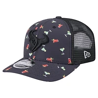 Men's New Era  Navy/Black Houston Texans Adventure Drinks Pattern 9SEVENTY Stretch-Snap Hat