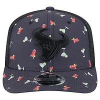 Casquette extensible à boutons-pression 9SEVENTY pour homme, bleu marine/noir, Houston Texans Adventure Drinks Pattern de New Era