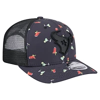 Men's New Era  Navy/Black Houston Texans Adventure Drinks Pattern 9SEVENTY Stretch-Snap Hat