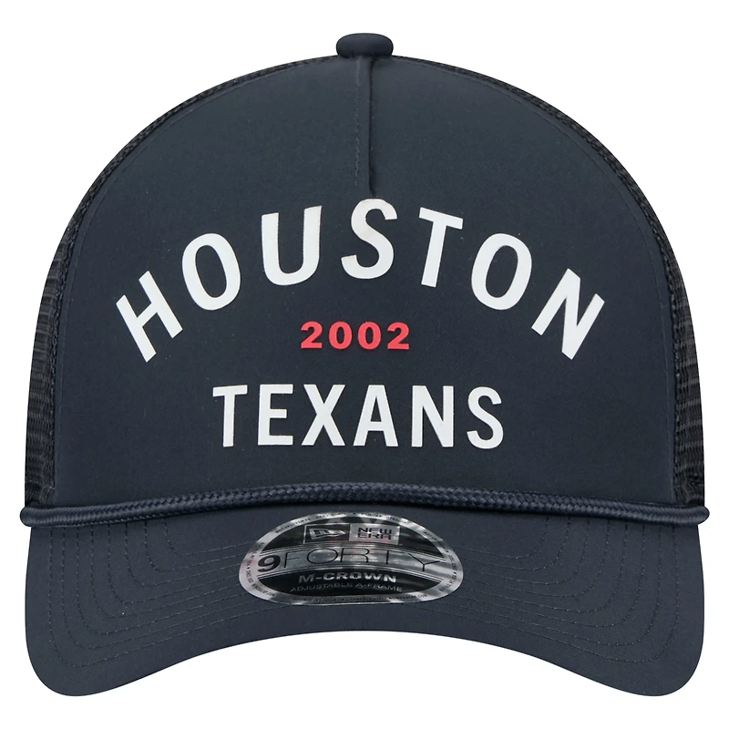 Casquette ajustable New Era bleu marine Houston Texans Active Minimalist M-Crown A-Frame 9FORTY pour homme