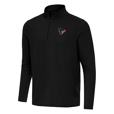 Men's Antigua Black Houston Texans Intent Quarter-Zip Pullover Top