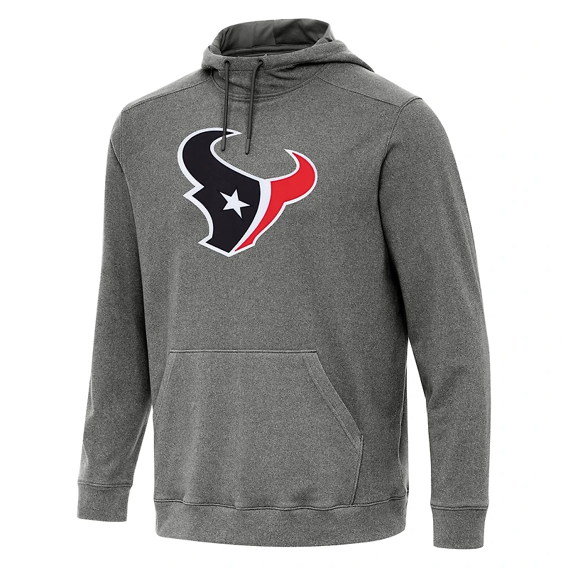 Men's Antigua Heather Black Houston Texans Cloud Pullover Hoodie