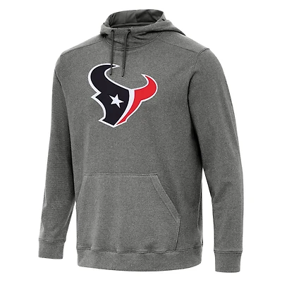 Men's Antigua Heather Black Houston Texans Cloud Pullover Hoodie