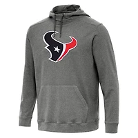 Men's Antigua Heather Black Houston Texans Cloud Pullover Hoodie