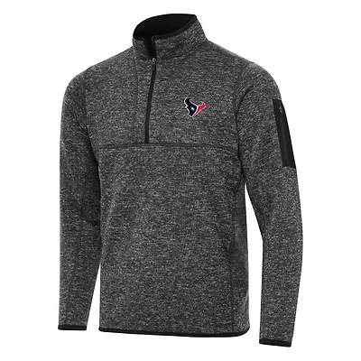 Men's Antigua Heather Black Houston Texans Fortune Big & Tall Quarter-Zip Pullover Jacket