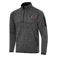 Men's Antigua Heather Black Houston Texans Fortune Big & Tall Quarter-Zip Pullover Jacket