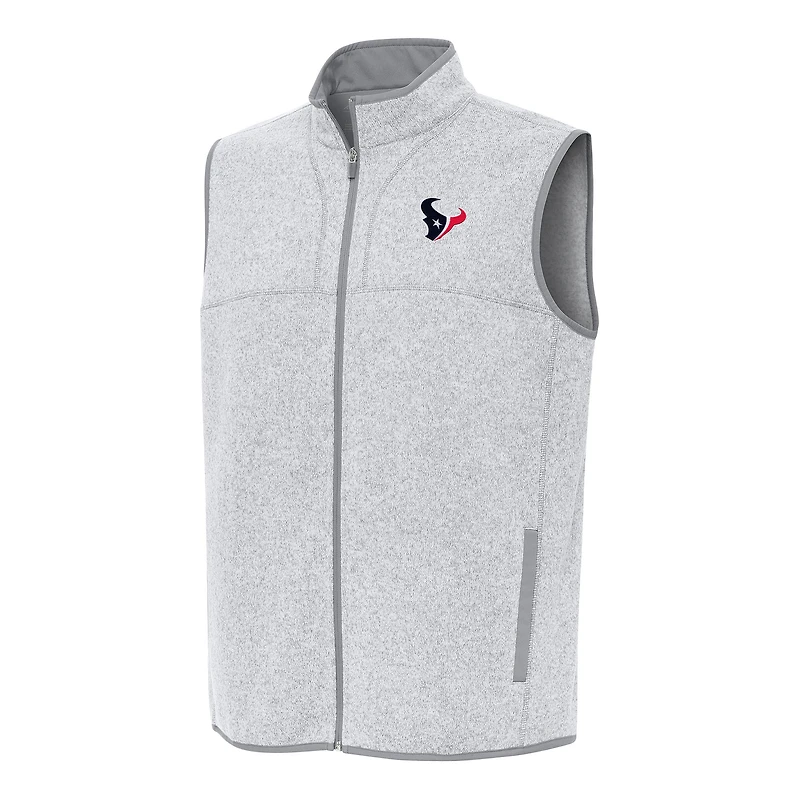 Men's Antigua  Heather Gray Houston Texans Fortune Full-Zip Vest