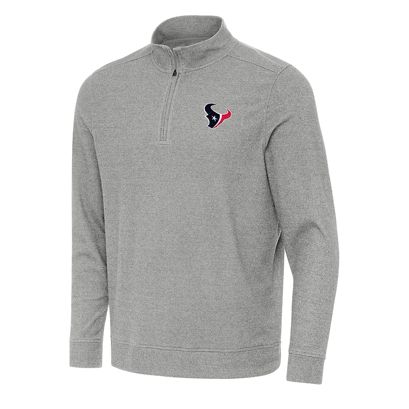 Haut à fermeture éclair discrète pour homme, gris chiné, des Houston Texans, Antigua
