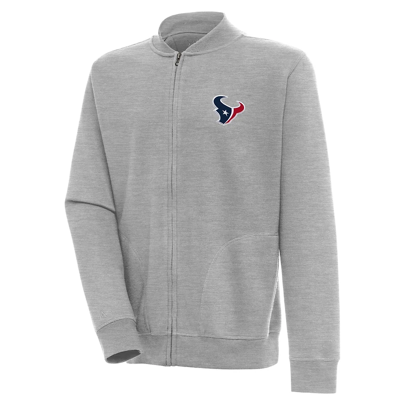 Veste zippée Victory Antigua gris chiné pour homme des Houston Texans