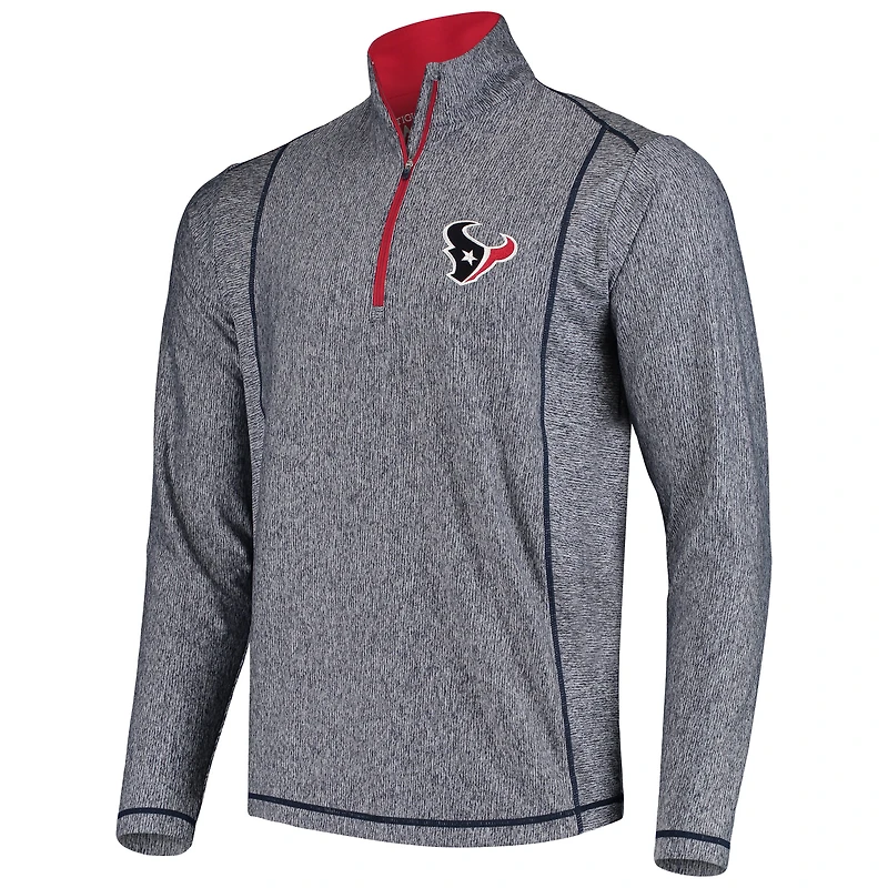 Veste à enfiler demi-zippée Tempo bleu marine chiné Antigua pour homme des Houston Texans