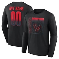 T-shirt à manches longues noir pour homme Houston Texans, personnalisé avec nom et numéro, domicile