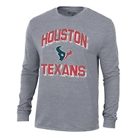 T-shirt à manches longues Champion Heather Charcoal Houston Texans Ultimate Tri-Blend pour homme
