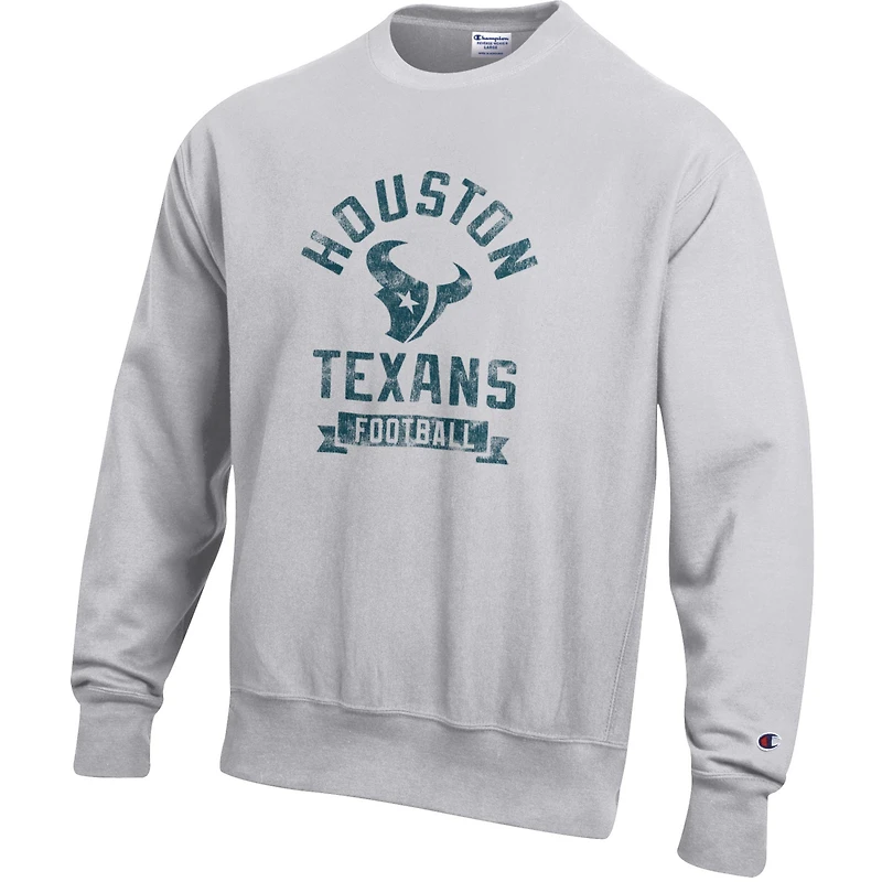 Sweat-shirt en polaire à tissage inversé Champion Heather Grey pour homme des Houston Texans