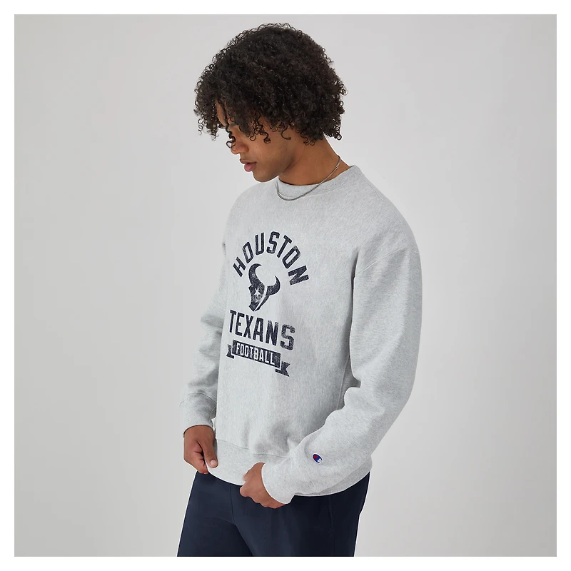 Sweat-shirt en polaire à tissage inversé Champion Heather Grey pour homme des Houston Texans