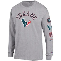 T-shirt à manches longues gris chiné Champion pour homme des Houston Texans Seal