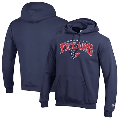 Sweat à capuche Champion bleu marine Houston Texans Powerblend avec logo en arc sur fond blanc