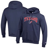 Sweat à capuche Champion bleu marine Houston Texans Powerblend avec logo en arc sur fond blanc