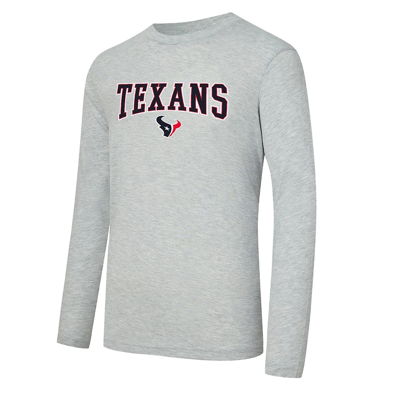 Men's Concepts Sport Navy/Heather Gray Houston Texans Regulate Long Sleeve T-Shirt and Plaid Pant Set