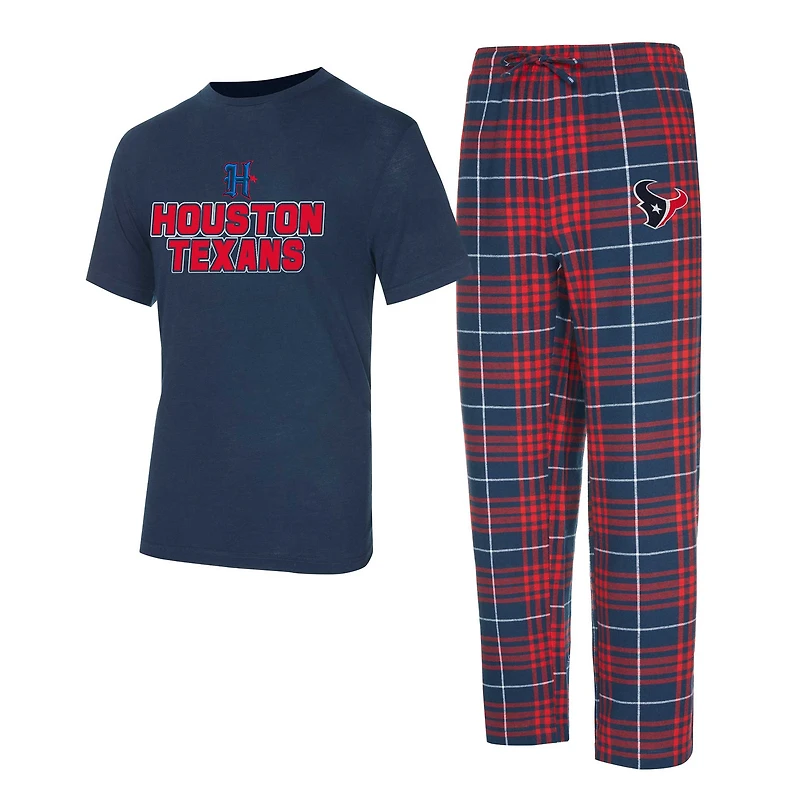 Men's Concepts Sport  Navy/Red Houston Texans Vector Top & Flannel Pants Sleep Set