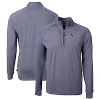 Men's Cutter & Buck  Heather Navy Houston Texans Big Tall Adapt Eco Knit Quarter-Zip Pullover Top