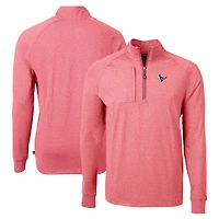 Pull-over à col zippé Cutter & Buck rouge chiné Houston Texans Adapt Eco Knit pour homme