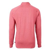 Men's Cutter & Buck  Heather Red Houston Texans Adapt Eco Knit Quarter-Zip Pullover Top