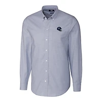 Chemise boutonnée à manches longues en tissu Oxford extensible bleu clair pour homme, modèle Cutter & Buck, motif casque des Houston Texans