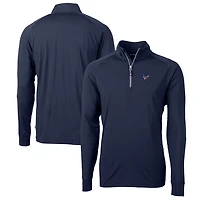 Men's Cutter & Buck Navy Houston Texans Big Tall Adapt Eco Knit Stretch Recycled Quarter-Zip Pullover Top