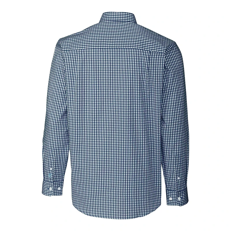 Chemise boutonnée à manches longues pour homme, coupe-vent et bleu marine, Houston Texans, tissu extensible, facile d'entretien, motif vichy, grande taille