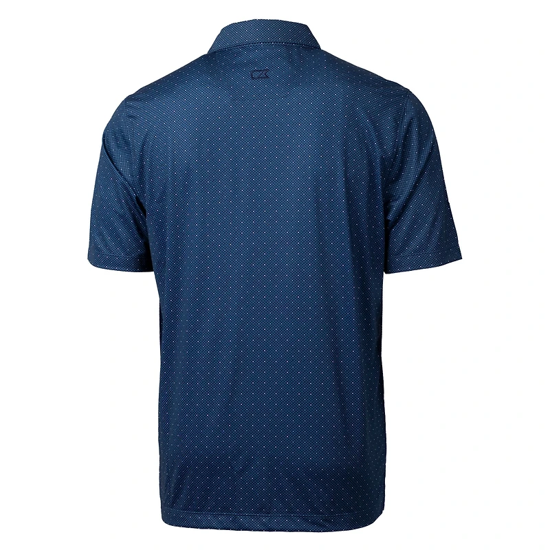 Men's Cutter & Buck Navy Houston Texans Helmet Pike Double Dot Print Stretch Polo