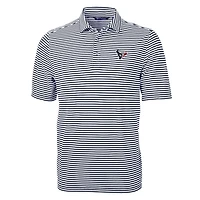 Men's Cutter & Buck Navy Houston Texans Virtue Eco Pique Stripe Recycled Polo