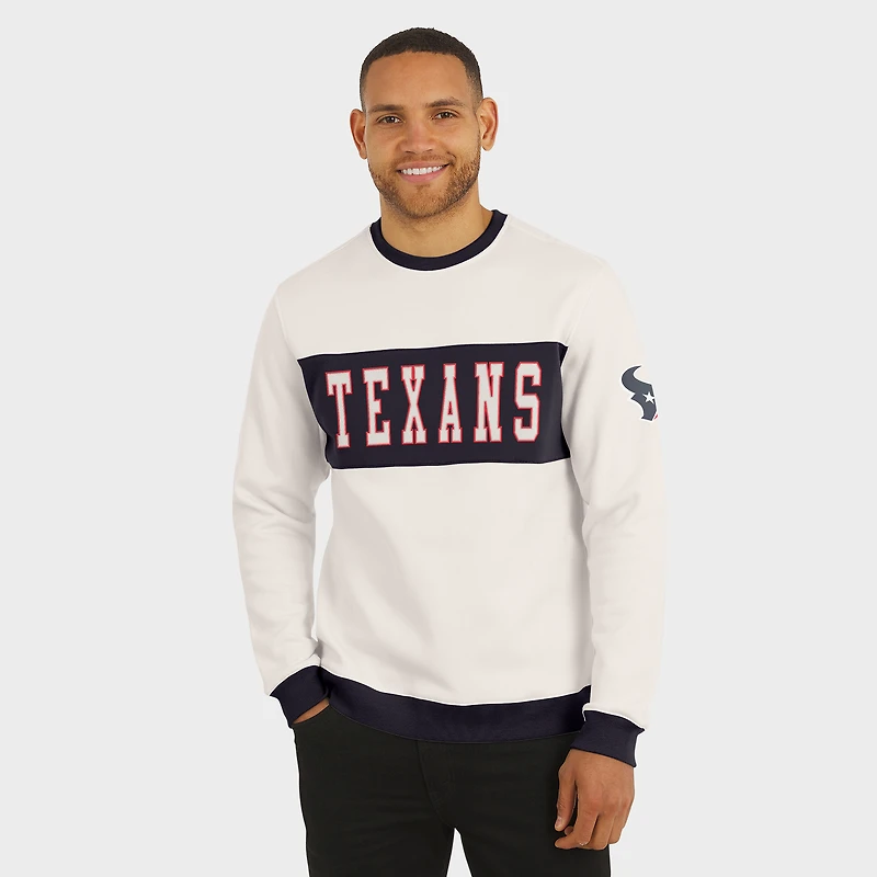 Men's Darius Rucker Collection by Fanatics Cream Houston Texans Colorblock Pullover Sweatshirt