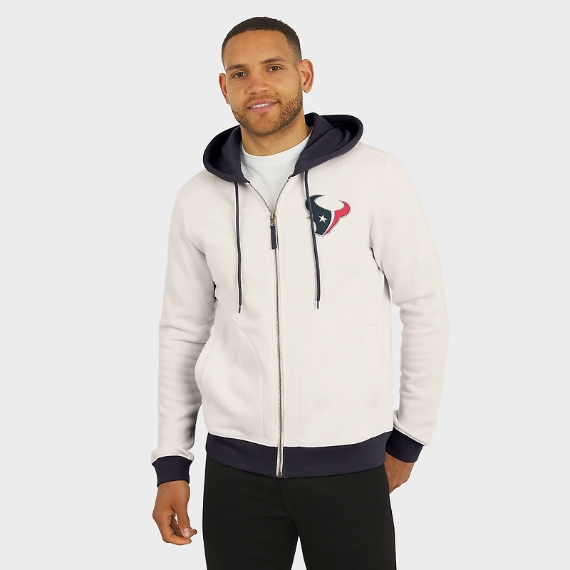 Men's Darius Rucker Collection by Fanatics Cream Houston Texans Distressed Graphics Full-Zip Hoodie