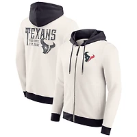 Men's Darius Rucker Collection by Fanatics Cream Houston Texans Distressed Graphics Full-Zip Hoodie