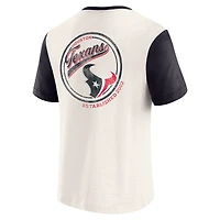 T-shirt Henley à manches longues et col flammé pour homme, collection Darius Rucker par Fanatics, couleur crème, Houston Texans