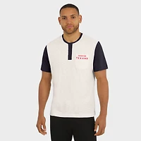 T-shirt Henley à manches longues et col flammé pour homme, collection Darius Rucker par Fanatics, couleur crème, Houston Texans