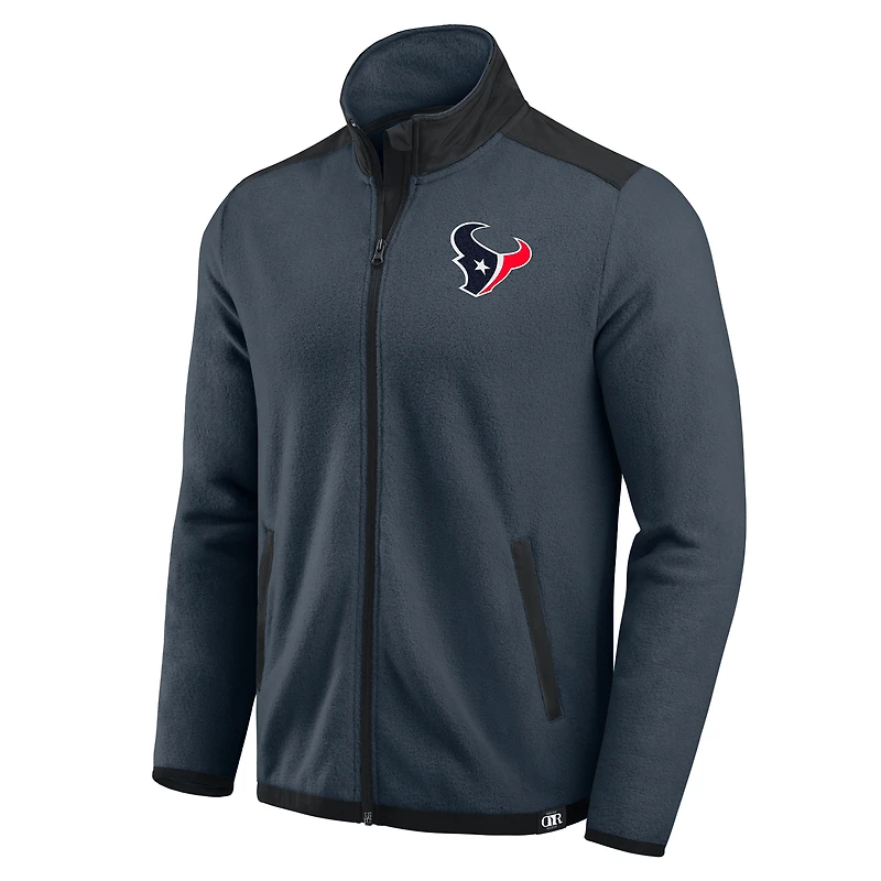 Men's Darius Rucker Collection by Fanatics Navy Houston Texans Color Block Polar Fleece Full-Zip Jacket