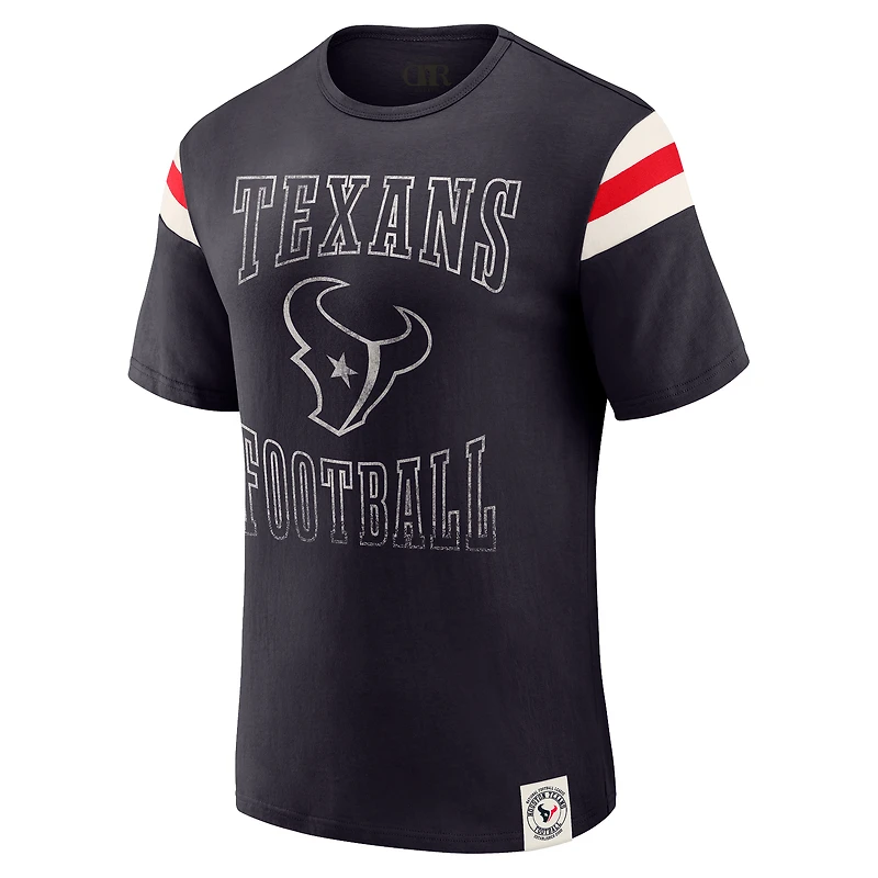 T-shirt de football américain à manches rayées bleu marine des Houston Texans pour homme, collection Darius Rucker par Fanatics