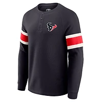 T-shirt Henley à manches longues raglan en tricot gaufré bleu marine pour homme de la collection Darius Rucker par Fanatics des Houston Texans
