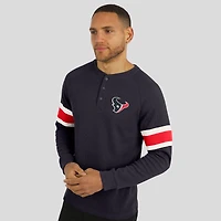 T-shirt Henley à manches longues raglan en tricot gaufré bleu marine pour homme de la collection Darius Rucker par Fanatics des Houston Texans