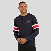 T-shirt Henley à manches longues raglan en tricot gaufré bleu marine pour homme de la collection Darius Rucker par Fanatics des Houston Texans