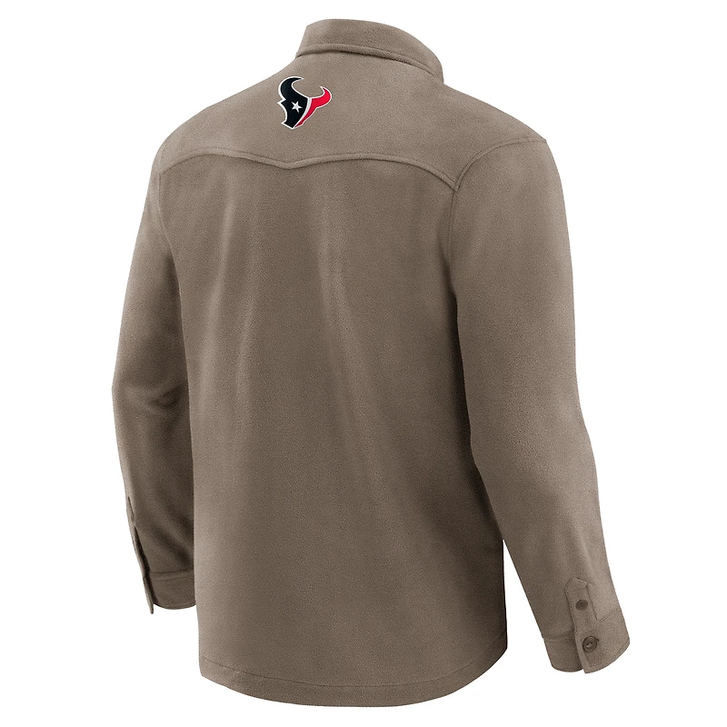 Chemise boutonnée confortable en polaire beige des Houston Texans pour homme de la collection Darius Rucker par Fanatics