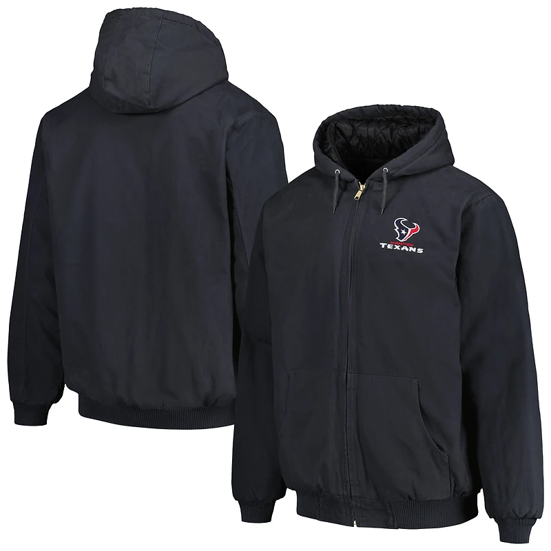 Dunbrooke Charcoal Houston Texans Big & Tall Dakota Veste à capuche en toile entièrement zippée pour homme