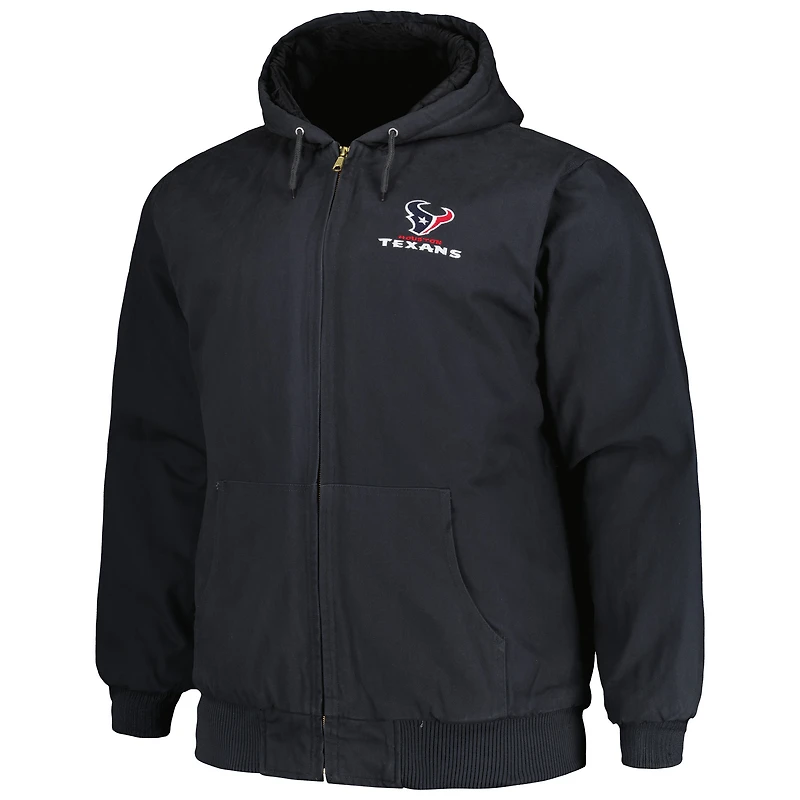 Dunbrooke Charcoal Houston Texans Big & Tall Dakota Veste à capuche en toile entièrement zippée pour homme