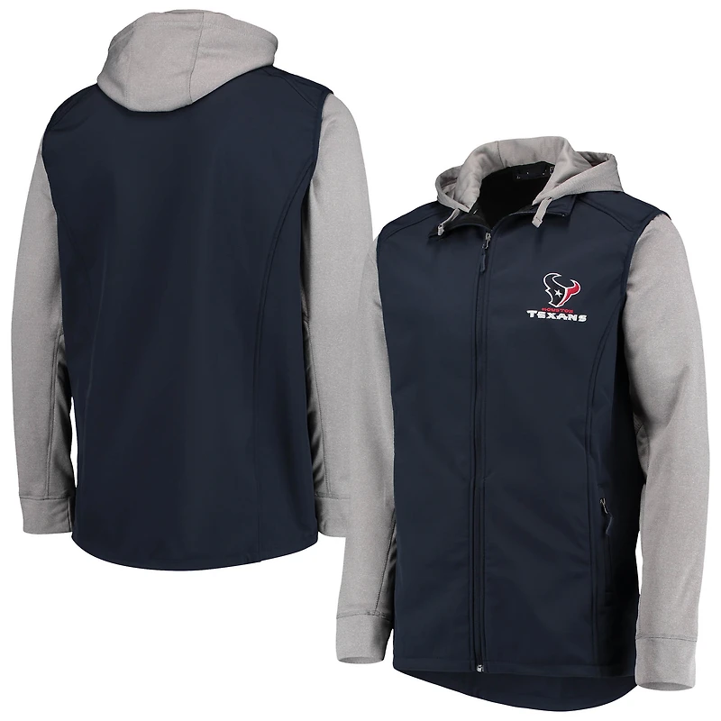 Veste à capuche zippée intégrale bleu marine/gris Houston Texans Dunbrooke pour hommes Tailles Big & Tall Alpha