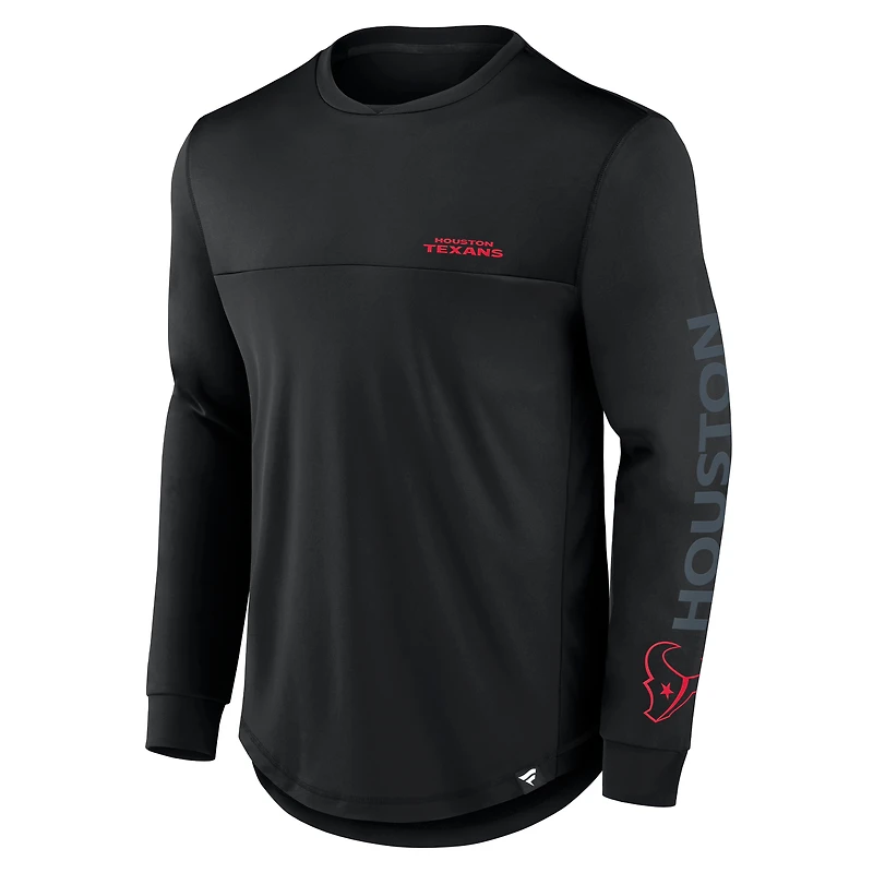 T-shirt à manches longues Fanatics Blackout pour homme des Houston Texans