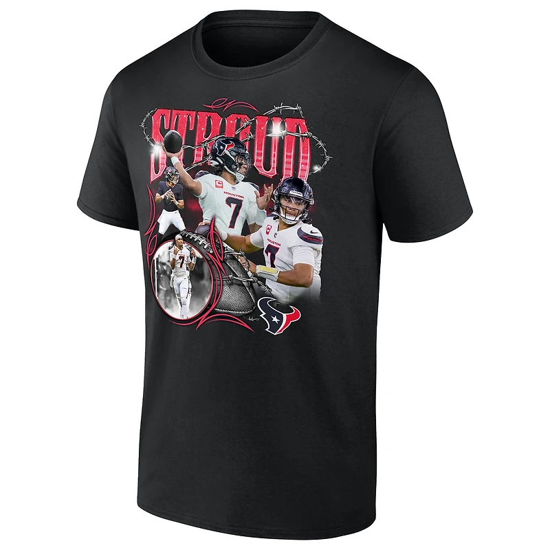 T-shirt graphique Fanatics C.J. Stroud pour hommes, joueur notoire des Texans de Houston, noir