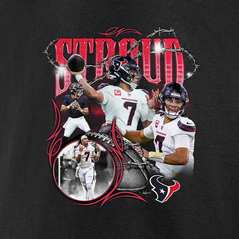 T-shirt graphique Fanatics C.J. Stroud pour hommes, joueur notoire des Texans de Houston, noir